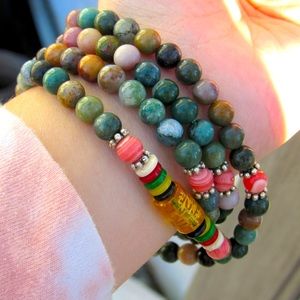 Crystal Necklace/ Layered Bracelet- From Mindful Souls, hippy jewelry, boho